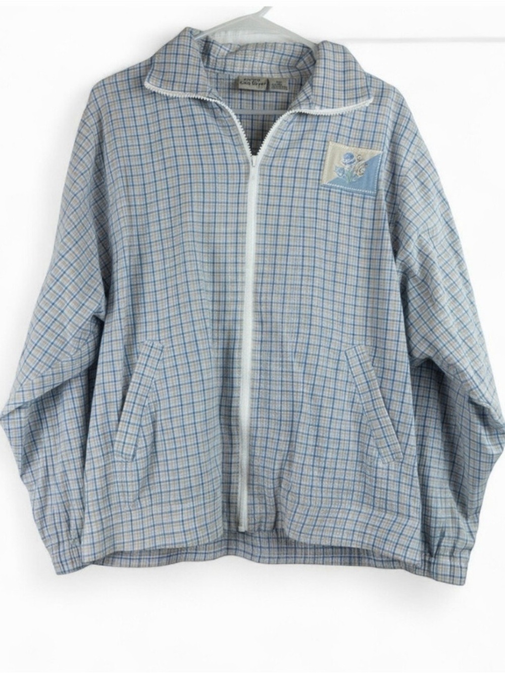 Koret Vintage Blue White Checkered Zip Jacket Womens Small
